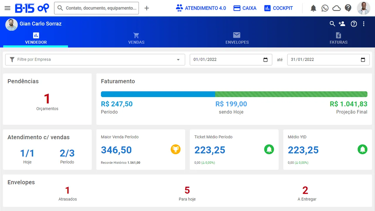 Controle seu dia-a-dia pelo cockpit diretamente no sistema B-15 Optidados