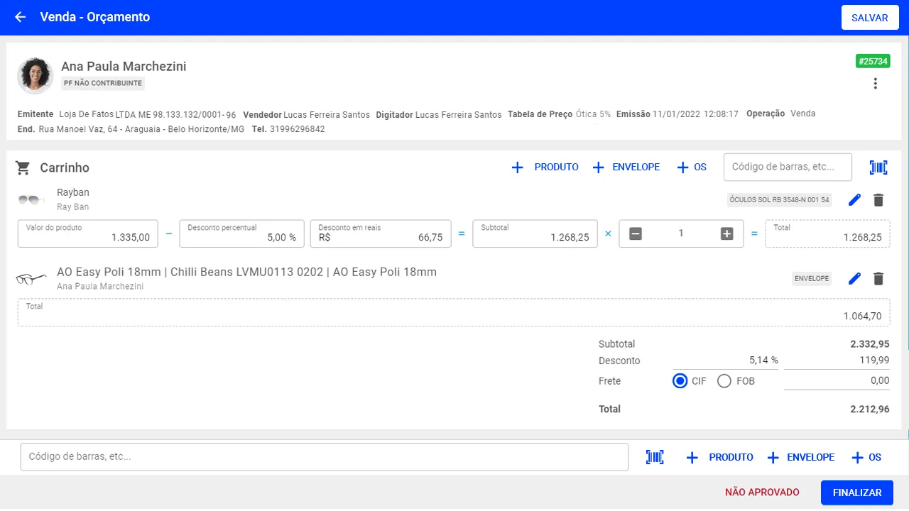 Faça venda e orçamentos de maneira intuitiva e prática no sistema